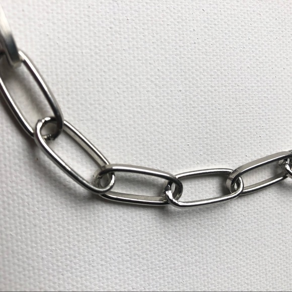 Lock Paperchain necklace silver tone chunky links - Picture 4 of 6